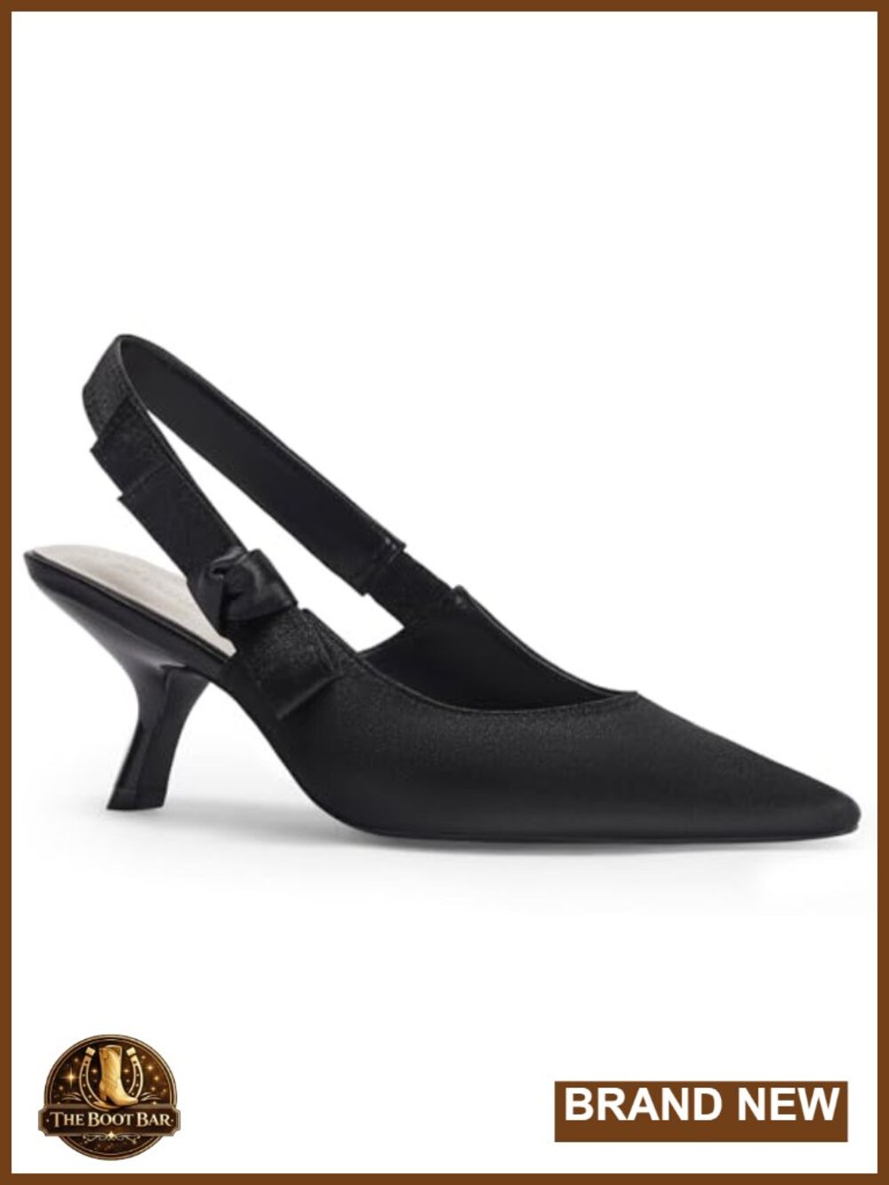 Kitten Heels Slingback Closed Pointed Toe Bowknot Knitted Slip On Work Pumps